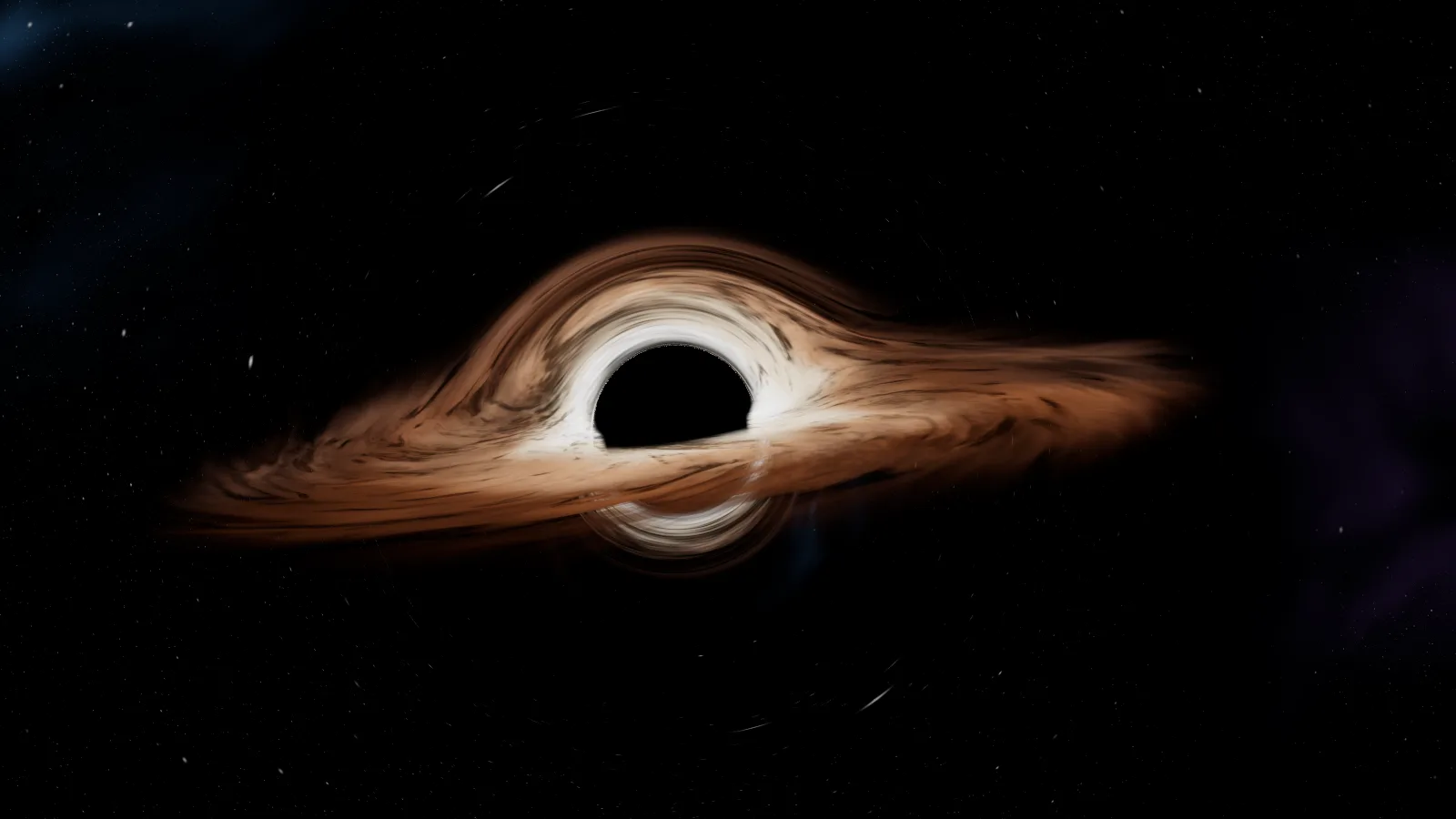 The same frame without the Doppler effect: the disk looks almost symmetric.