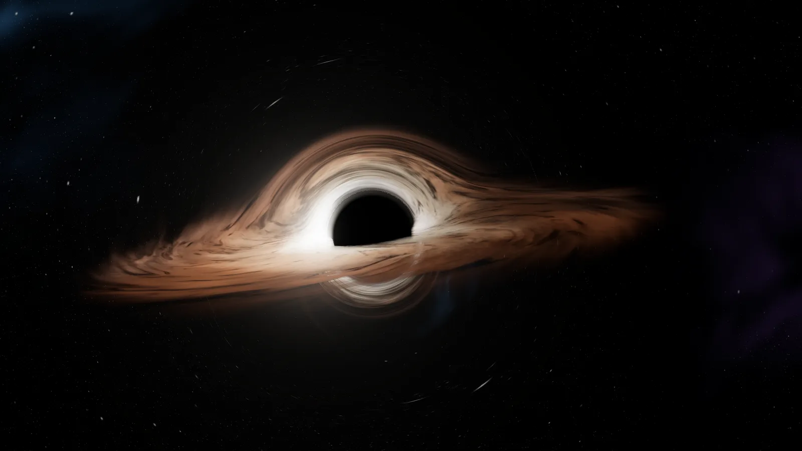 Gargantua with the Doppler effect: the left side of the disk, moving towards the viewer, is much brighter than the right.