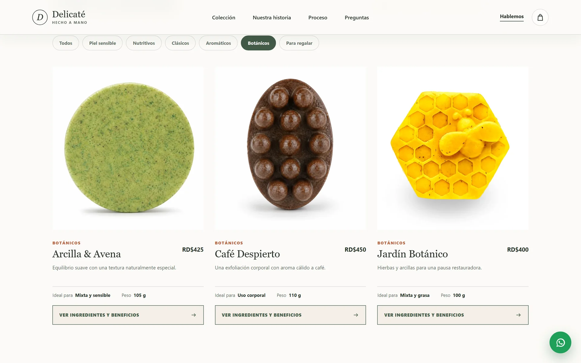 Catalog filtered by Botanicals with Arcilla & Avena, Café Despierto and Jardín Botánico