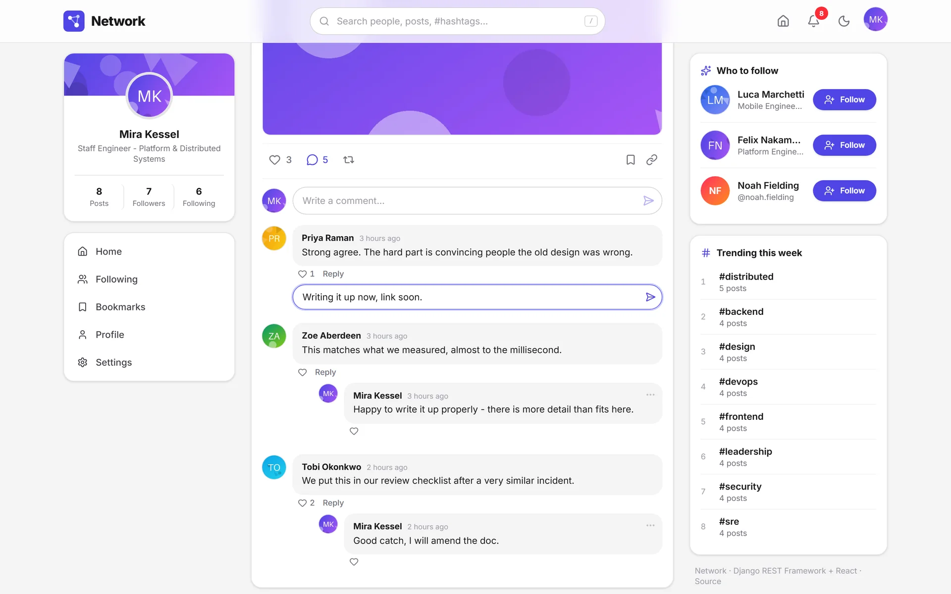 Reply box open under a comment in the thread