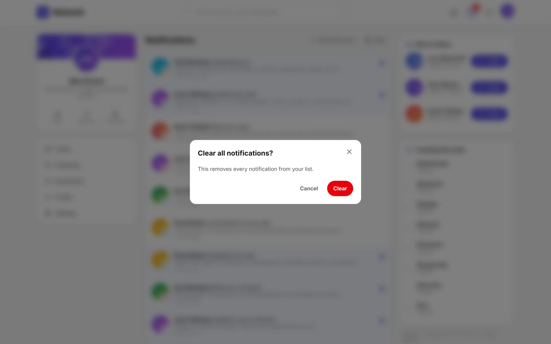 Dialog to clear all notifications